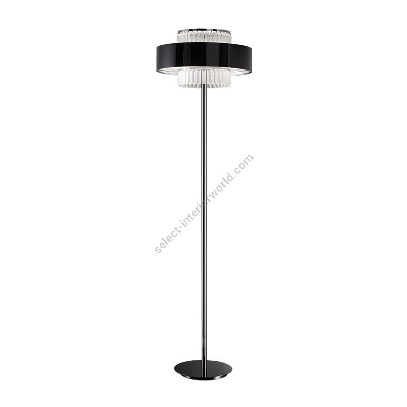 Floor lamp / Chrome finish / Black metallic foil lampshade