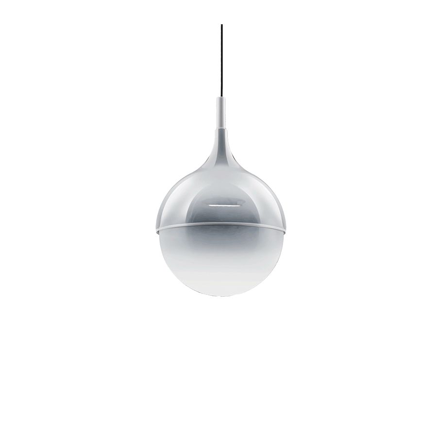 Pendant lamp / Finish: White metal with White shaded glass