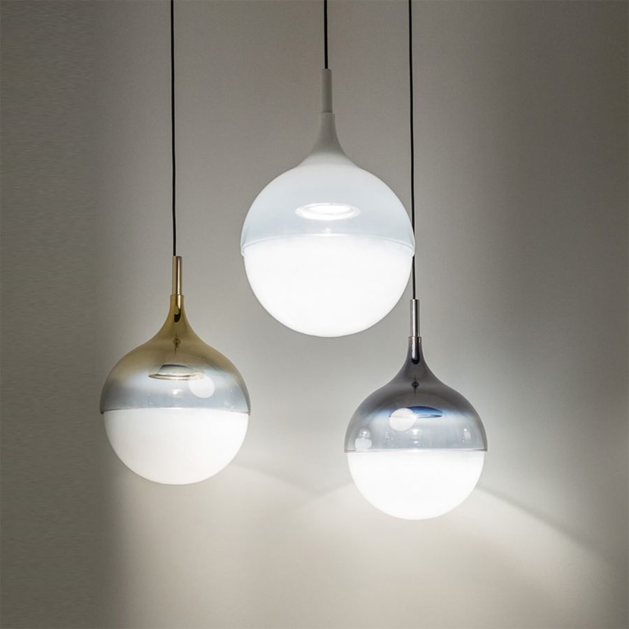 Pendant lamp / Finish: Chrome metal with Chrome shaded glass