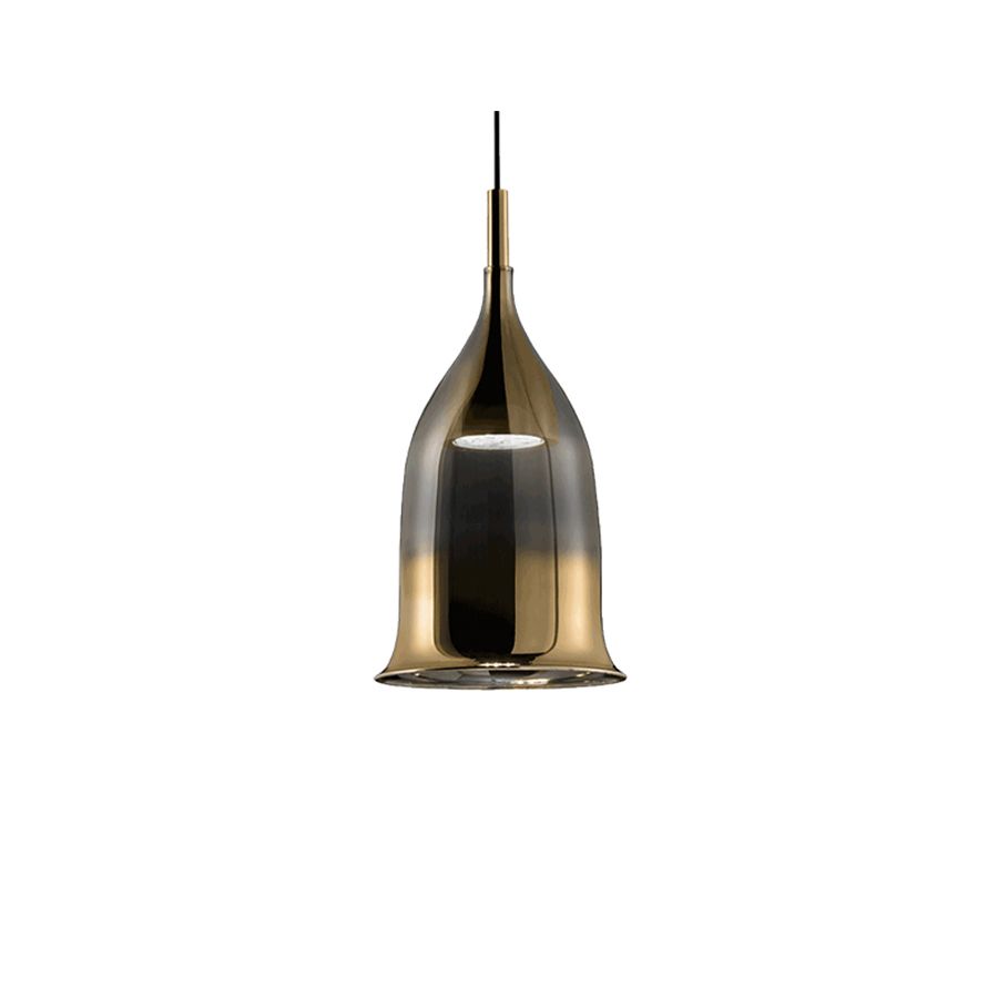 Pendant lamp / Light Gold finish / Gold shaded glass