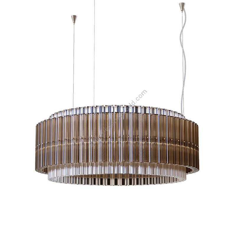 Pendant lamp / Chrome finish / Teak glass