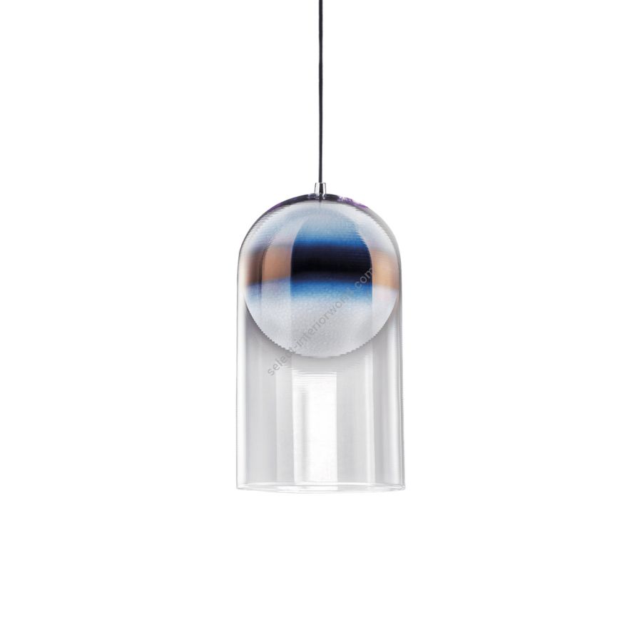 Pendant lamp / Chrome finish / Faded Blue glass
