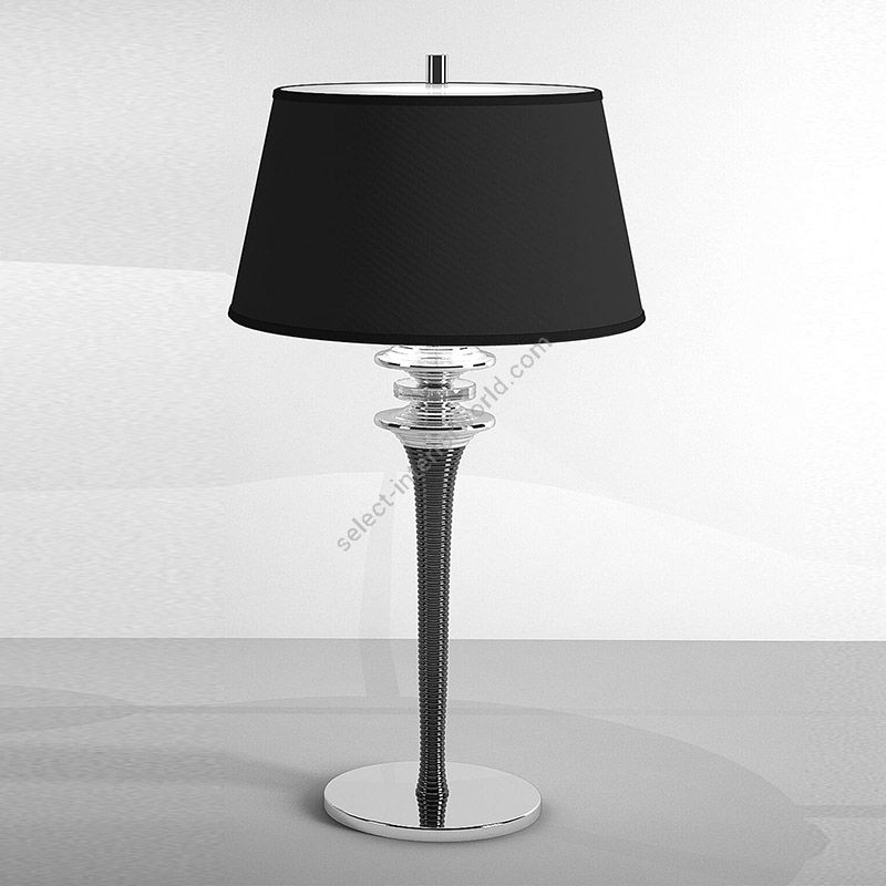 Table lamp / Black metal finish / Transparent glass / Cotton-black lampshade