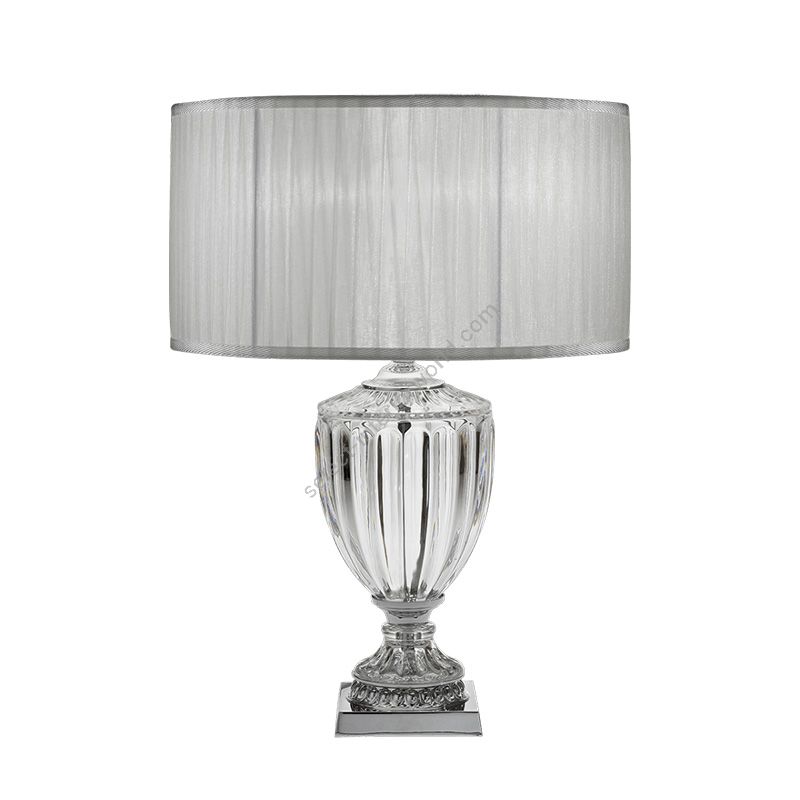 Table lamp / Shiny Nickel finish / Transparent glass / Organza-ivory fabric shade