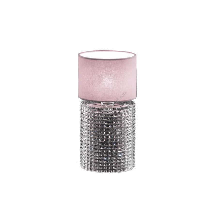 Table lamp / Transparent glass / Pink fabric lampshade