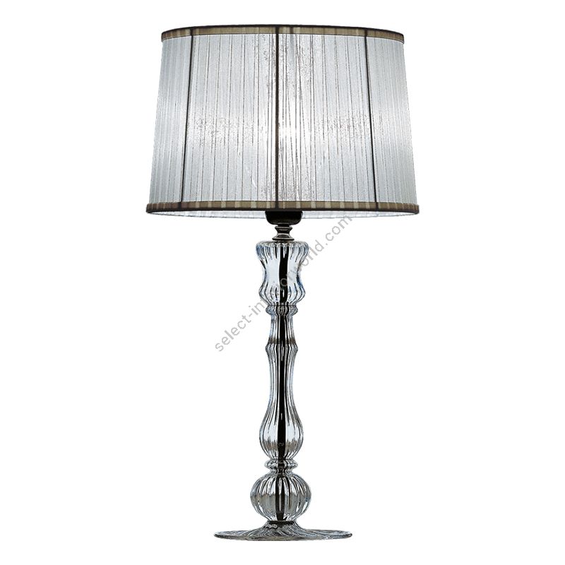 Table lamp / Transparent glass / Organza-grey lampshade / Size (HxWxD) cm.: 53 x 28 x 28 / inch.: 20.8" x 11" x 11"