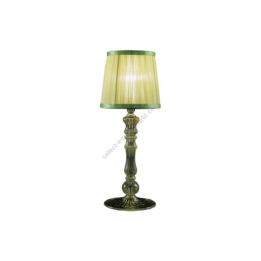 Table lamp / Acid green glass / Organza-acid green lampshade / Size (HxWxD) cm.: 37 x 14 x 14 / inch.: 14.5" x 5.5" x 5.5"