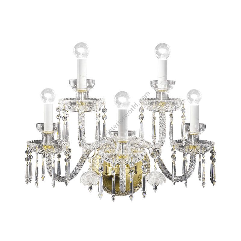 Wall lamp / Shiny Gold finish / Transparent glass / SW®E Transparent pendants / 5 lights (cm.: 40 x 50 x 36 / inch.: 15.75" x 19.68" x 14.17")