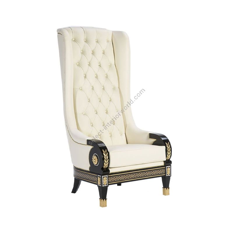 Armchair / Black Lacquered finish / Leather upholstery
