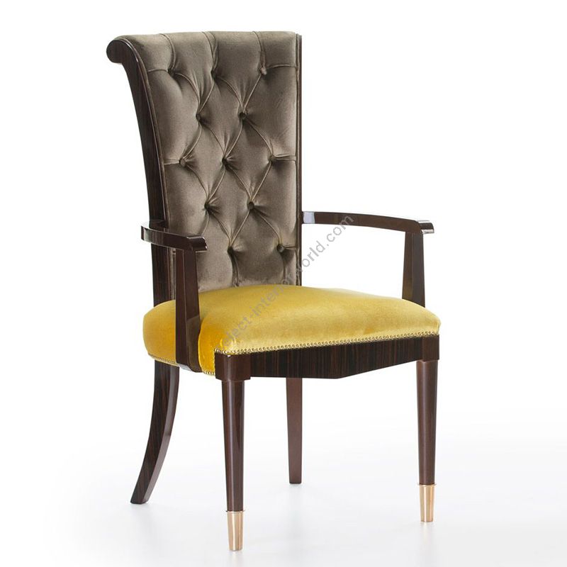 Dining chair with arms / Grey and Yellow upholstery