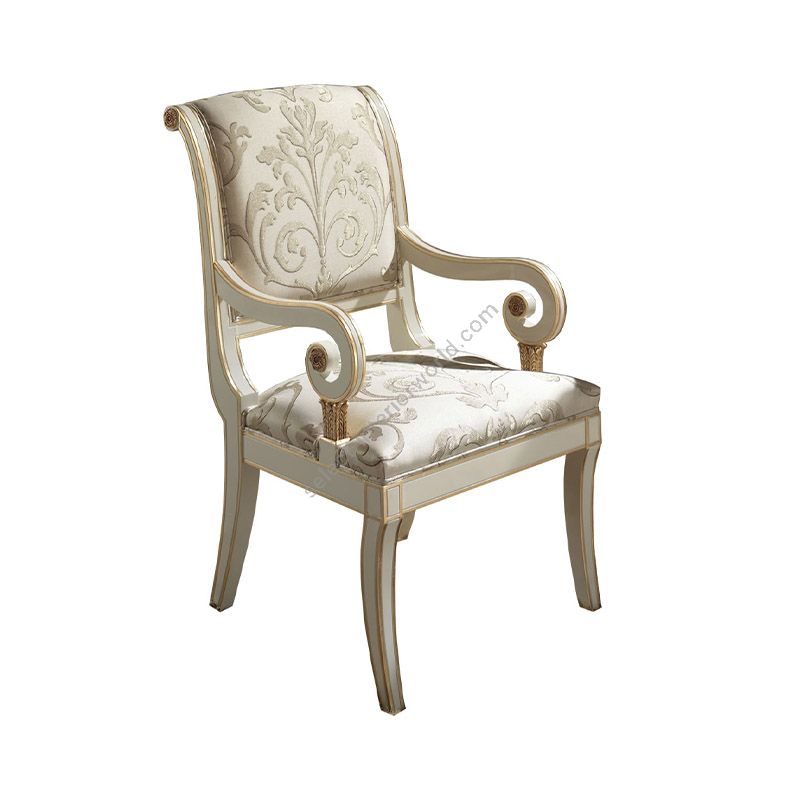 Dining chair with arms / Belgravia wood / Fabric upholstery