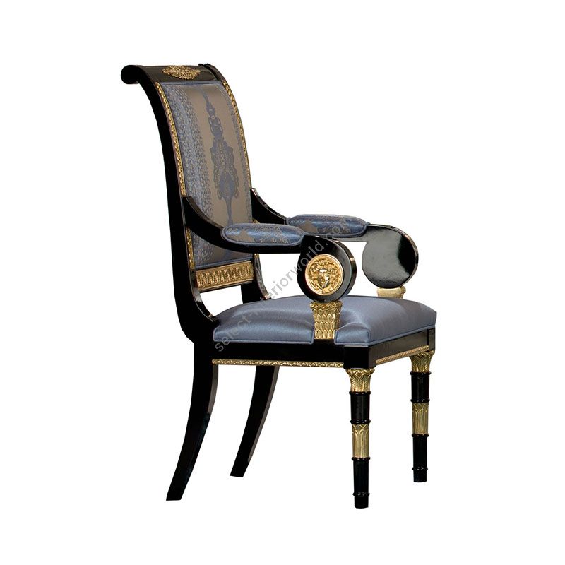 Dining chair with arms / High Gloss Black / Old Gold Leaf finish