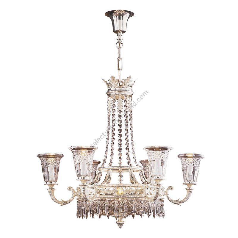 Chandelier / Antique Silver Plated finish / Scholer Crystal