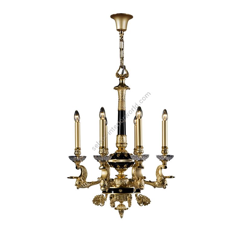 Chandelier / Antique Gold Plated with Polished Black finish