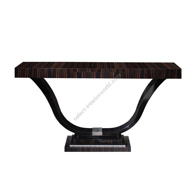 Console table / High Gloss Makassar wood / Polished Silver finish