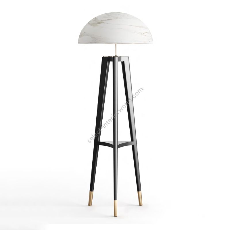 Floor lamp / Polished Brass and Walnut finishes