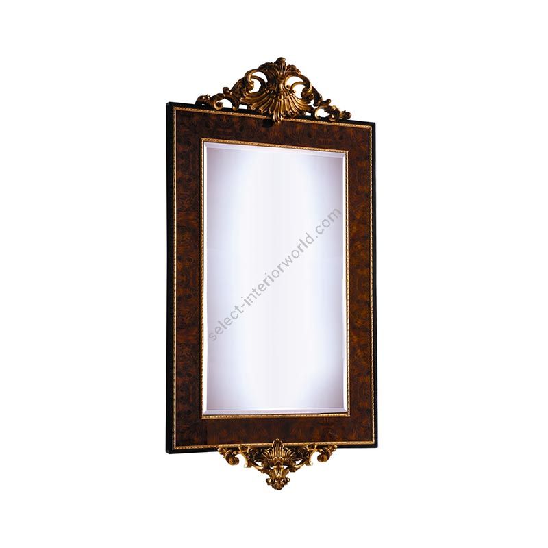 Wall mirror / Walnut, Old Gold Leaf wood / Antique Gold Plated finish
