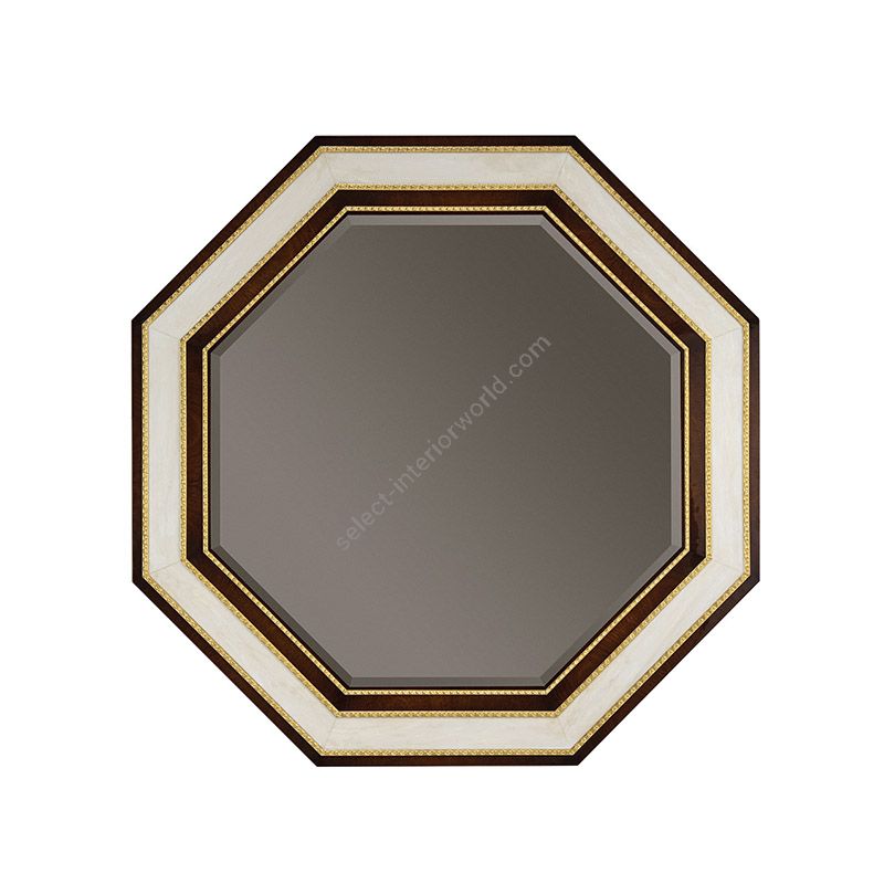 Wall mirror / Hish Gloss, Shadowed American Mahogany / Old Gold Leaf wood / Antique Gold Plated metal