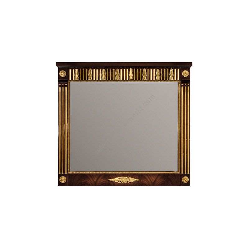 Mirror / Antique gold plated metal / Hish gloss, Shadowed american mahogany wood