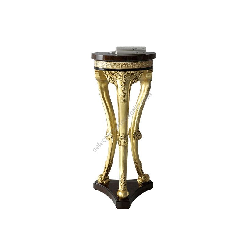 Pedestal table / Walnut, Old Gold Leaf wood / Antique Gold Plated finish