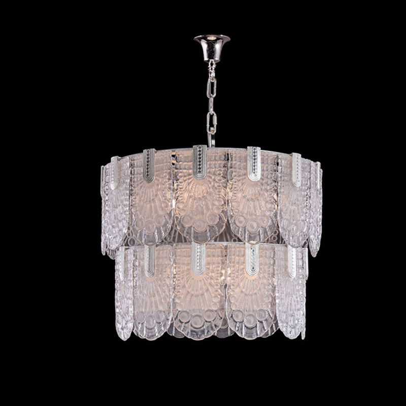 Polished Silver Finish / Transparent Venetian Glass