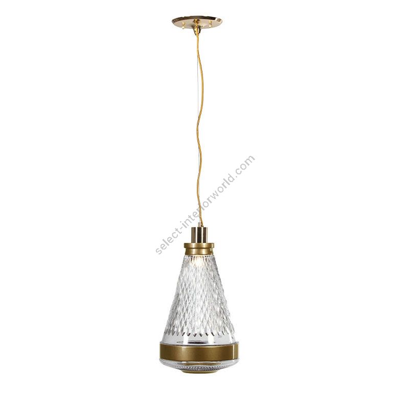 Pendant lamp / Polished brass finish / Gold glass