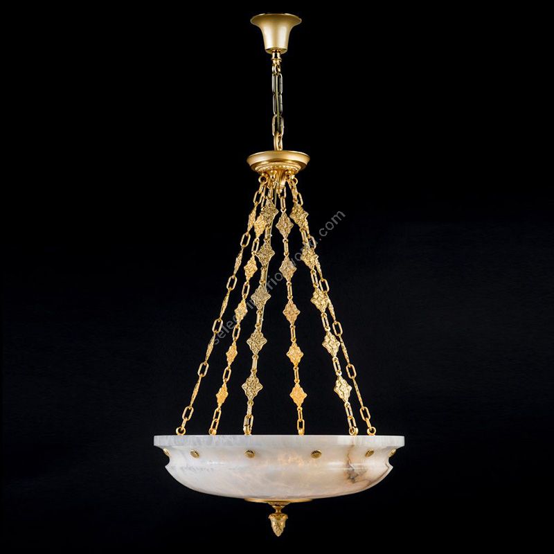 Antique Gold Plated Finish / White Alabaster Lamp Shade