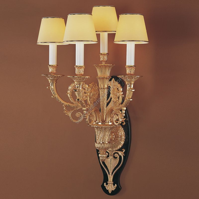 Antique Gold Plated finish / With Plain lampshades