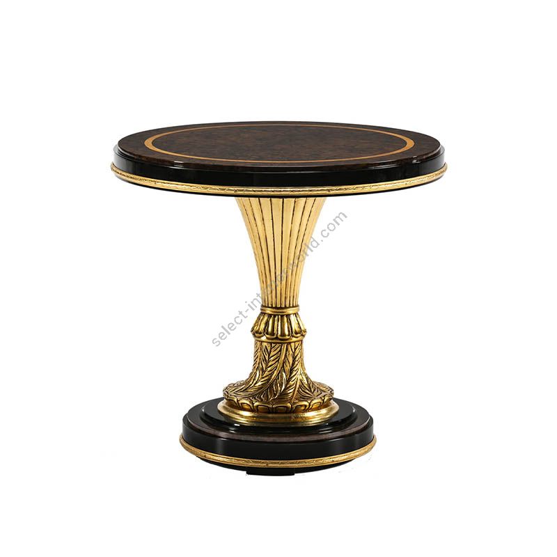 Side table / Walnut wood / Antique Gold Plated finish