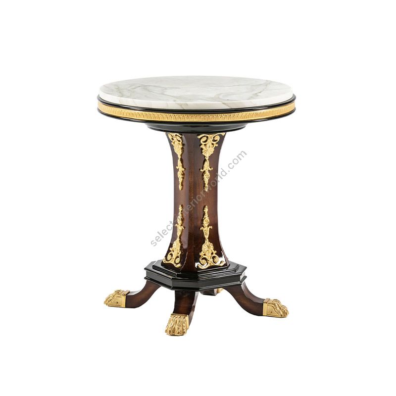 Side table / Shadowed American Mahogany wood / Antique Gold Plated finish