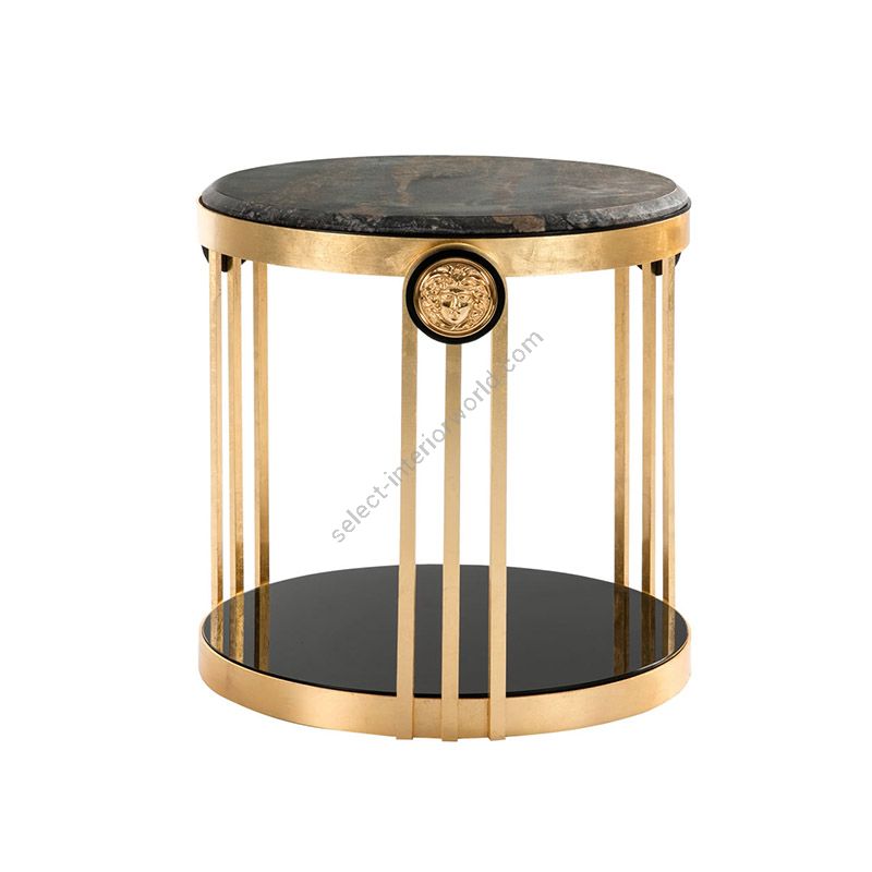 Side table / Antique gold plated finish