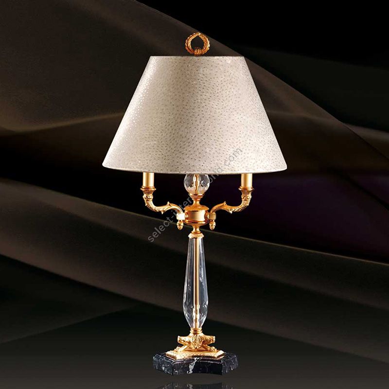  Antique Gold Plated Finish / Beige Lamp Shade