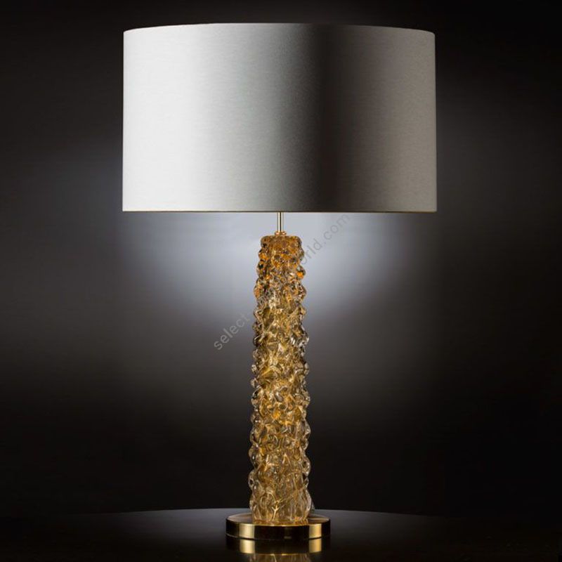 Gold Glass / With Beige Plain lampshade