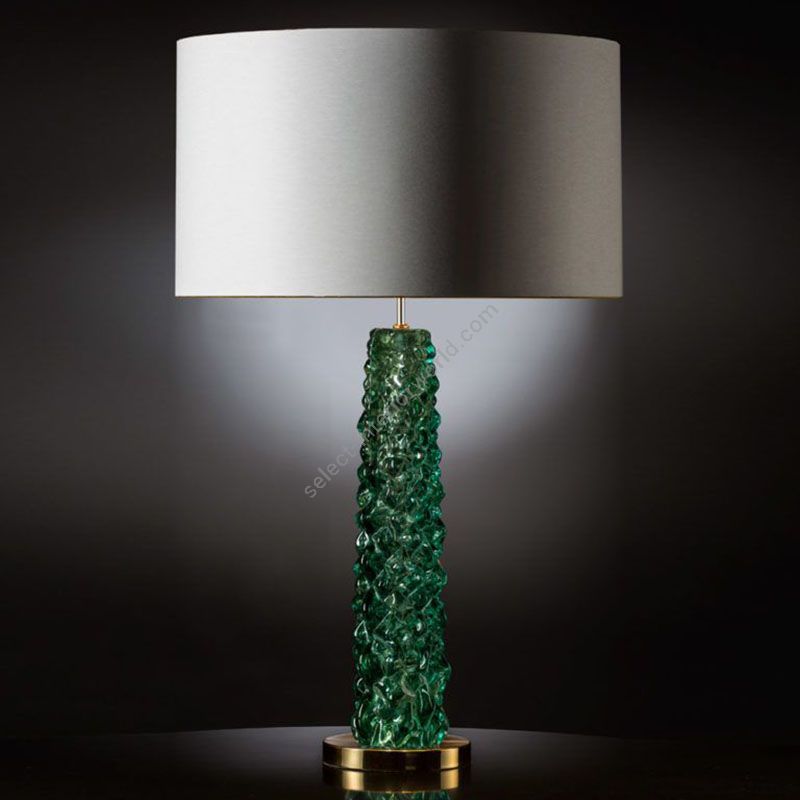 Green Glass / With Beige Plain lampshade