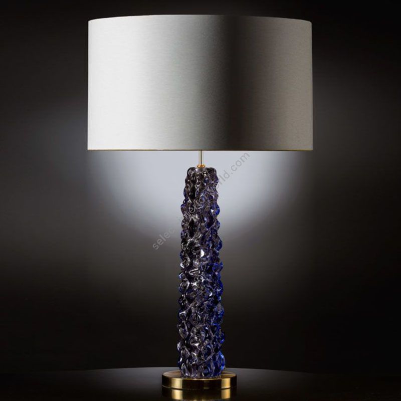 Blue Glass / With Beige Plain lampshade