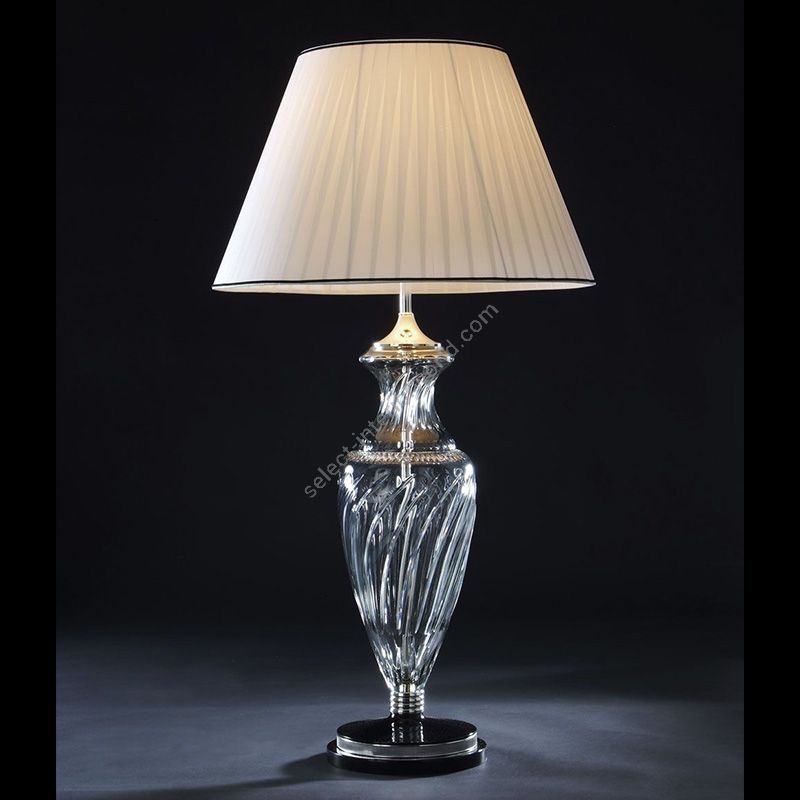 Polished Silver Finish / With white pleated lamp shade