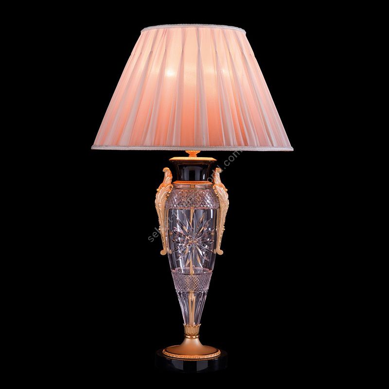 With beige pleated lamp shade