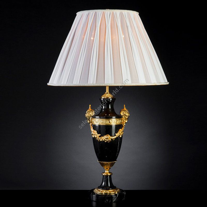 Antique Gold Plated finish / With Pleated Beige lamp shade