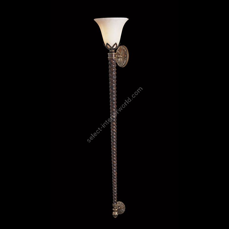 Oxidiced Bronze with Antique Brass Finish / White Alabaster Lamp Shade