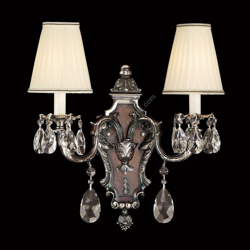 Old Silver finish / With White Pleated lamp shades / Scholer Crystal