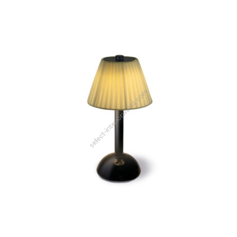 Rechargeable table lamp / Black painted finish / Creponne Avorio lampshade colour