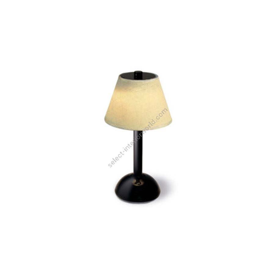 Rechargeable table lamp / Black painted finish / Lino Avorio lampshade colour