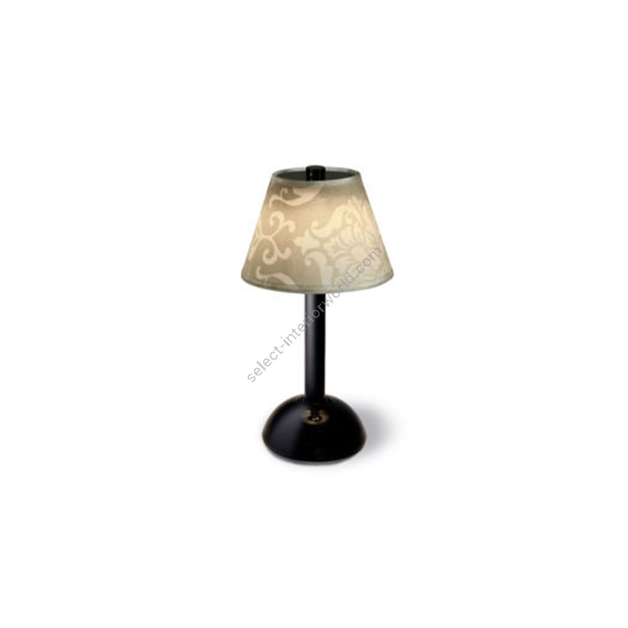 Rechargeable table lamp / Black painted finish / Royal Bianco lampshade colour
