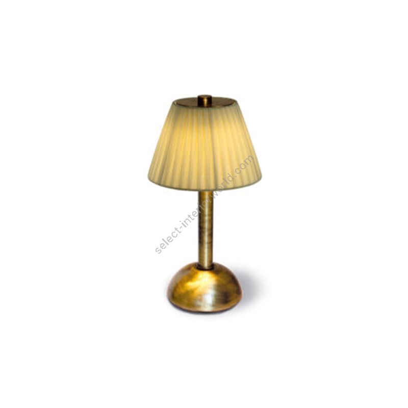 Rechargeable table lamp / Brushed bronze finish / Creponne Avorio lampshade colour