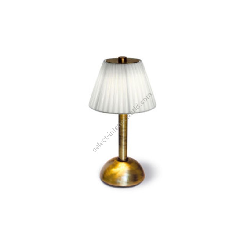 Rechargeable table lamp / Brushed bronze finish / Creponne Bianco lampshade colour