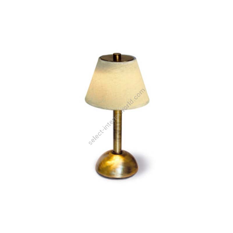 Rechargeable table lamp / Brushed bronze finish / Lino Avorio lampshade colour