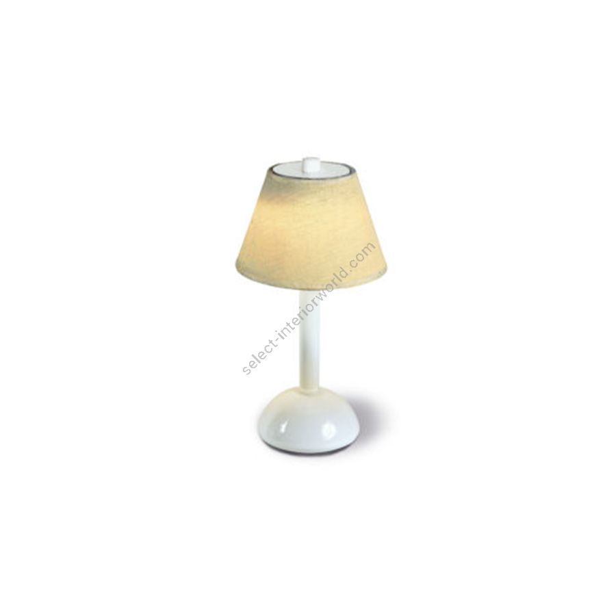 Rechargeable table lamp / White painted finish / Lino Avorio lampshade colour