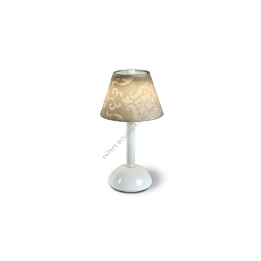 Rechargeable table lamp / White painted finish / Royal Bianco lampshade colour