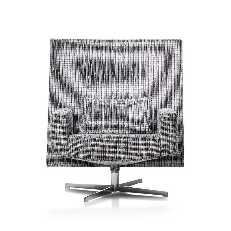 Swivel armchair / Black - White (Boucle) upholstery