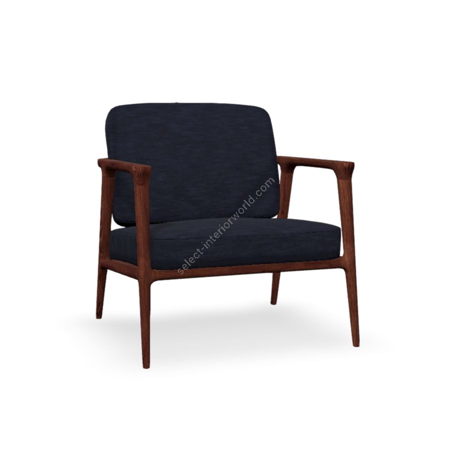 Lounge chair / Oak Stained Cinnamon finish / Indigo (Denim) upholstery